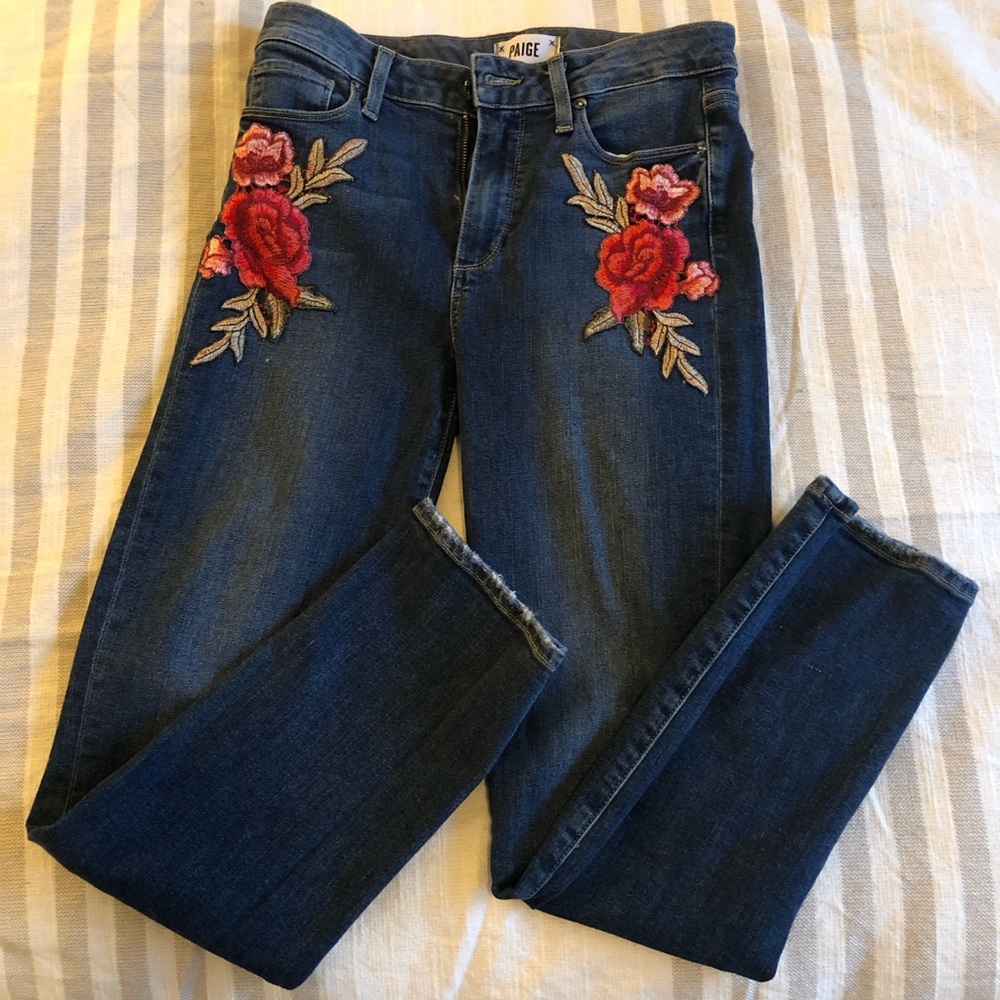 Rose embroidered jeans